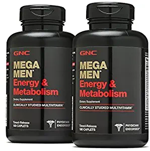 GNC Mega Men Energy Metabolism - 180 Caplets, 2 Pack with 90 Servings Each