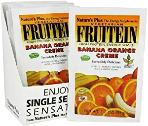 NaturesPlus Fruitein Banana Orange Crème High Protein Energy Shake (8 Pack) - 1.2 oz, Vegetarian Powder - Vitamins, Minerals, Enzymes, Herbs & Whole Foods - Non-GMO, Gluten-Free - 8 Total Servings