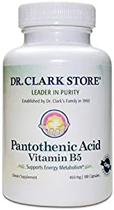 Dr. Clark Pantothenic Acid (Vitamin B5) Supplement, 450mg, 100 Capsules