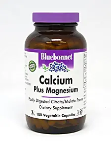 BlueBonnet Calcium Citrate Plus Magnesium Vegetarian Capsules, 180 Count