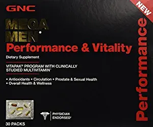 GNC Mega Men Performance & Vitality Vitapak Program 30 Paks - New by GNC