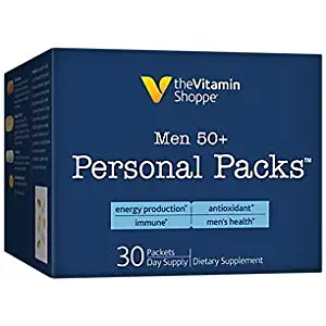 Men's 50+ Personal Multivitamin Packs, Supports Men's Health, Energy Production and Immune, (30 Single Serving Packets) by the Vitamin Shoppe