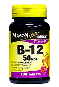 Mason Natural B-12 Supplement - 50mcg - 100 Tablets - (3-Pack)