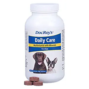 Doc Roy's Daily Care Multivitamin with Minerals for Dogs- Canine Daily Health Supplement- 180ct Tablets