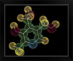 CANVAS ON DEMAND Vitamin B6 Molecule Black Framed Art Print, 23"x19"x1"