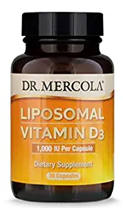 Dr. Mercola, Liposomal Vitamin D3 1,000 IU Dietary Supplement, 30 Servings (30 Capsules), non GMO, Soy Free, Gluten Free