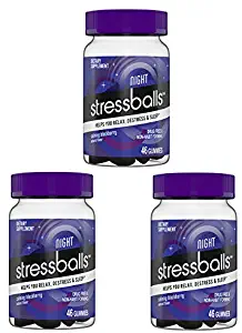 Stressballs Night Sleep Vitamins Gummy! 46 Gummies BlackBerry Flavor! Formulated with Melatonin, Ashwagandha and Chamomile! Helps You Relax, Destress and Sleep! Choose Your Pack! (3 Pack)