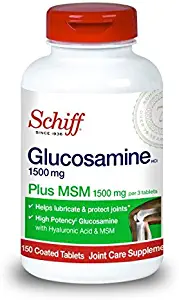 Schiff Glucosamine 1500mg Plus MSM and Hyaluronic Acid, 150 Tablets - Joint Supplement (Pack of 5)