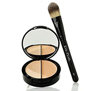 EVE PEARL HD 50:50 Dual Foundation Full Coverage Long Lasting Lightweight Texture Vitamin E Skincare And 101 Foundation Brush Set Makeup Kit (Light)