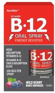 Vitamin B12 Oral Spray (30) ml B•12 Helps The Body to Metabolize carbohydrates, fats and proteins, Helps to Form red Blood Cells, Helps to Prevent Vitamin B•12 Deficiency.