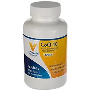 The Vitamin Shoppe CoQ10 200mg Beneficial for Those Taking Statins – Supports Heart Cellular Health and Healthy Energy Production, Essential Antioxidant – Once Daily (120 Softgels)