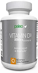 Vitamin D3 5000 IU- New Formula: Paleo Life Vitamin D3 5000iu Premium High Potency with Coconut Oil - 60 Capsules. (2)