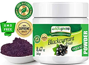 Blackcurrant Powder Freeze-Dried 100% Pure RAW Gluten Free, Non-GMO Natural Booster. Superfood Powder for Smoothie, Beverages Rich in Vitamin C. 8.47 oz - 240 g. by myVidaPure
