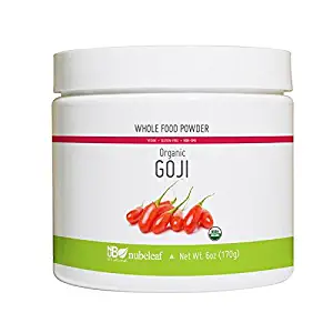Nubeleaf Goji Berry Powder - Non-GMO, Gluten-Free, Organic, Vegan Source of Essential Vitamins & Minerals - Single-Ingredient Nutrient Rich Superfood for Cooking, Baking, Smoothies (6oz)
