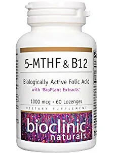 Bioclinic Naturals 5-MTHF & B12 Biologically Active Folic Acid - 60 Lozenges