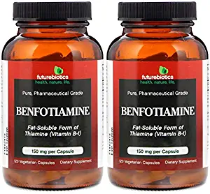 Benfotiamine 150 mg (Pack of 2) Fat Soluable Form of Thiamine, 120 Count Each