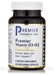 Premier Vitamin D3+K2 30 Vegetarian Capsules