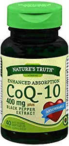 Natures Truth 400mg CoQ10 Plus Black Pepper Extract 40 Softgels Each (1)