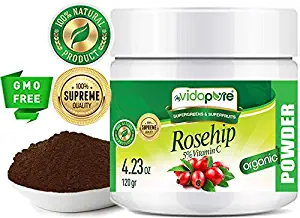 Vitamin C Rosehip Powder Pure Raw. Himalayan SUPERFOOD Powder 4.23 Ounces - 120 Grams by myVidaPure