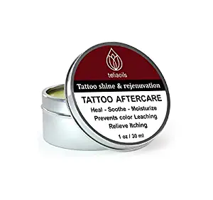 Tattoo aftercare balm, Shines and Rejuvenates Tattoo, Brightens Ink, Prevents color leaching, Hand-crafted, Speeding up Tattoo healing process, infused oils and extracts