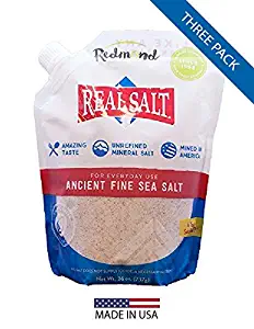 Redmond Real Salt - Ancient Fine Sea Salt, Unrefined Mineral Salt, 26 Ounce Pouch (3 Pack)