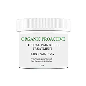 ORGANIC PROACTIVE, 5% Lidocaine Topical Numbing Non Oily Treatment, With Vitamin C & E, Organic Aloe and Organic Green Tea for Deeper Penetration, Local and Anorectal Discomfort, 2 fl.oz