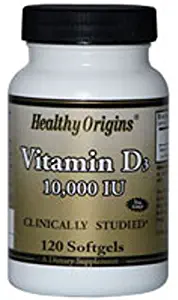 Healthy Origins - Vitamin D3 High Potency Vitamin D Clinical Strength 10000 IU - 120 Softgels ( Multi-Pack)
