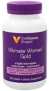 Ultimate Woman Gold Multivitamin with Iron, B Vitamins Vitamin D3 and More to Support Energy Production, Bone Immune Health Gluten Free Multimineral (180 Tablets) by The Vitamin Shoppe