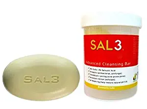 SAL3 Cleansing Bar Anti-Fungal Antiseptic Facial Acne, Foot, Scalp & Body Soap - Relief from Tinea Versicolor, Fungus, Fungal Conditions. 10% Sulfur 3% Salicylic Acid.