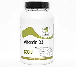 Vitamin D3 800IU Emulsified Dry ~ 200 Capsules - No Additives ~ Naturetition Supplements