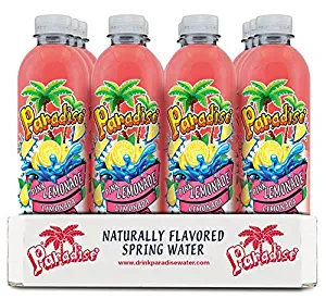Paradise Flavored Spring Water, 16.9 Ounce Bottles | 9 Unique Flavors | Hydrating | Naturally Pure Spring Water | Kids Drink (12 Per Case) (Pink Lemonade)