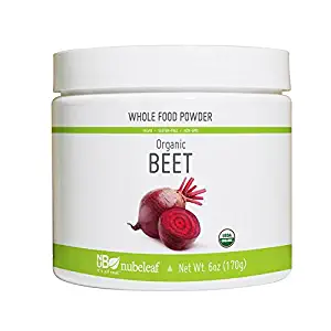 Nubeleaf Beet Powder - Non-GMO, Gluten-Free, Raw, Organic, Vegan Source of Essential Vitamins & Minerals - Single-Ingredient Nutrient Rich Superfood for Cooking, Baking, Smoothies (6oz)