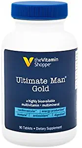 Ultimate Man Gold Multivitamin, High Potency Multi – Energy Antioxidant Blend, Daily Multimineral Supplement for Optimal Men’s Health, Gluten Dairy Free (90 Tablets) by The Vitamin Shoppe