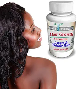 Planet Ayurveda - 100% Safe Herbal Ethnic Hair Growth Pills for Black Hair / African Hair. Fast Grow Super Strength formula for longer hair thicker fuller hair. Naturally Stronger Hair. 60 Hair Pills Tablets - perfect for natural african hair growth.