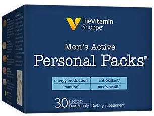 Men's Active Personal Multivitamin Packs, Supports Men's Health, Energy Production and Immune, (30 Single Serving Packets) by the Vitamin Shoppe