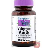 Bluebonnet - Vitamin A & D3 10,000/400iu 100sg