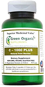Vitamin C-1000 Mg Plus, Immune Enhancer, Antioxidant, 90 VCaps, High Absorbable, Non-GMO, Gluten-Free, Organic Diet Supplement, Made from Fresh Berries