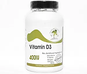 Vitamin D3 400IU Emulsified Dry ~ 200 Capsules - No Additives ~ Naturetition Supplements