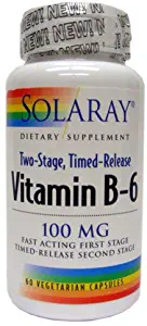 Solaray - Vitamin B-6 Time Release, 100 mg, 60 veggie caps