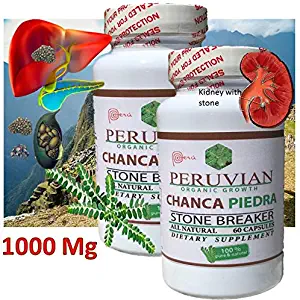 Chanca Piedra 1000 MG per Serving- 120 Tablets Kidney Stone Crusher Gallbladder Support Peruvian Chanca Piedra Made in The USA