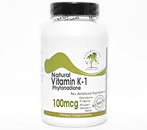 Natural Vitamin K-1 Phytonadione 100mcg ~ 100 Capsules - No Additives ~ Naturetition Supplements