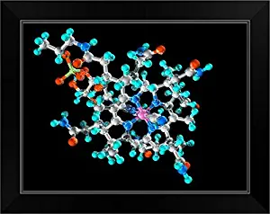 CANVAS ON DEMAND Vitamin B12, Molecular Model Black Framed Art Print, 19"x15"x1"