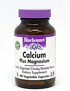 BlueBonnet Calcium Citrate Plus Magnesium Vegetarian Capsules, 90 Count