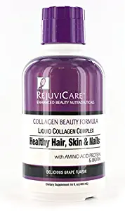 Rejuvicare Liquid Collagen Beauty Formula with Amino Acids, Protein and Biotin, Delicious Grape Flavor, 32 servings