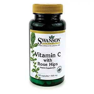 Swanson Vitamin C with Rose Hips Immune System Support Skin Cardiovascular Health Antioxidant Supplement 500 mg 100 Capsules (Caps)
