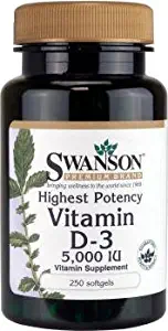 Swanson High Potency Vitamin D3 (5,000IU, 250 Softgels) by Swanson