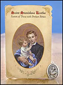 6pc Patron Saints of Healing St. Stanislaus Kostka (Broken Bones) Healing Holy Card with Medal