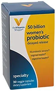 Women's Probiotic Delayed Release 50 Billion with 10 Probiotic Strains to Support Digestive, Immune Vaginal Health or Yeast Imbalance Shelf Stable (30 Veggie Caps) by The Vitamin Shoppe