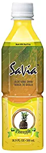 SaVia Aloe Vera Drink Pineapple Flavor (16.9OZ/500ML Bottles 10 Count)