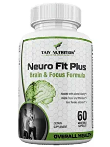 Taiy Nutrition Extra Strength Brain Supplement Pills, Nootropic For Focus, Memory, Alertness & Mental Clarity, Natural Cognitive Enhancement with DMAE, L-Glutamine, Bacopa